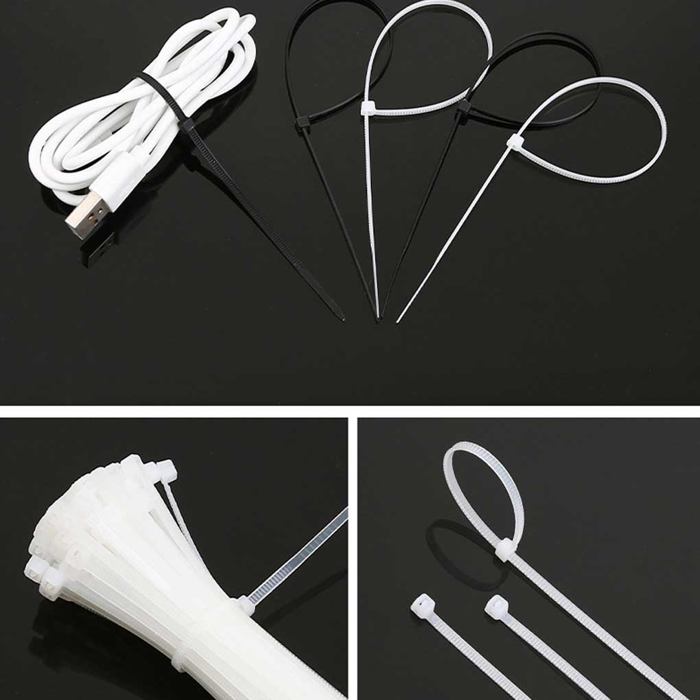 100 Peças Abraçadeiras de Nylon Autotravantes 2,5 mm de Largura Porta-Fivelas para Fios Organizador Acessório Fixador Amarração Envoltórios de Zíper