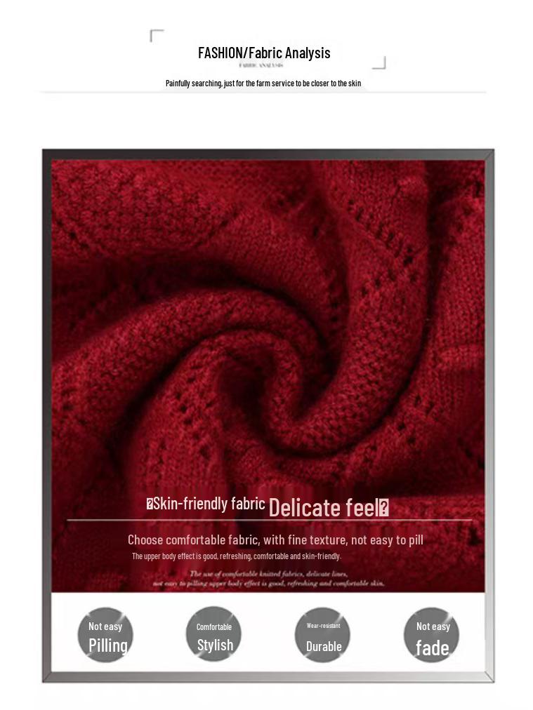 Women's Medium-Length Slim-Fit Round Neck Wool Sweater - Casual, Solid Color, Covers Belly, Perfect for Autumn and Winter.