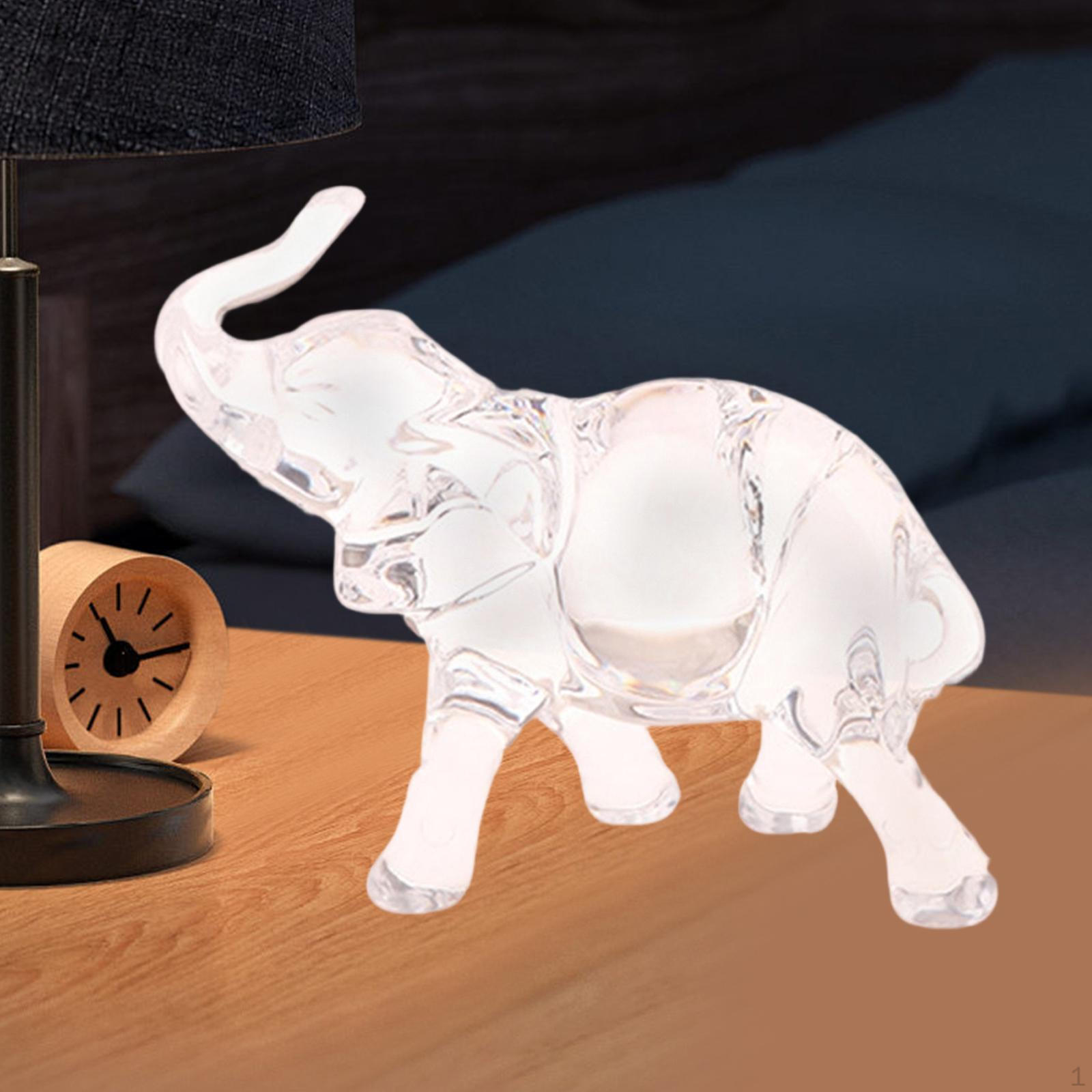 

Animal Sculpture Elephant Statue Acrylic Figurine Ornament for Bookshelf Cabinet Clear
