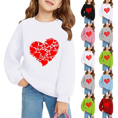 Girls Round Neck Pullovers For Kids Printed Baby Tops Valentine's Day