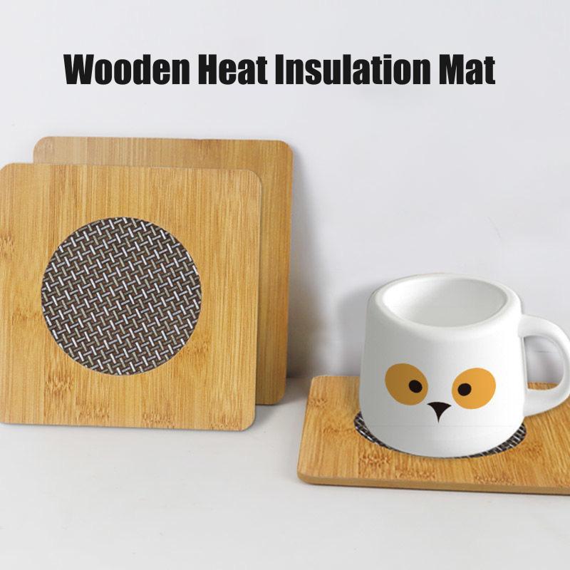 Fine Workmanship Wooden Heat Pad With Anti-Slip Mat Round Square Coasters Waterproof Anti-Slip Pot Holder Kitchen Kitchenware