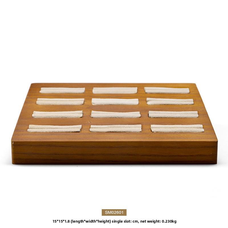 

Solid Wood Ring Display Tray Wooden Jewelry Tray Microfiber Ring Tray