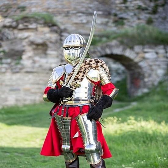 

Средневековый доспех из польской гусарской стали с латунными вставками Полный комплект доспехов Фэнтезийные доспехи Косплей SCA доспехи Костюм для ролевой игры, серебристый