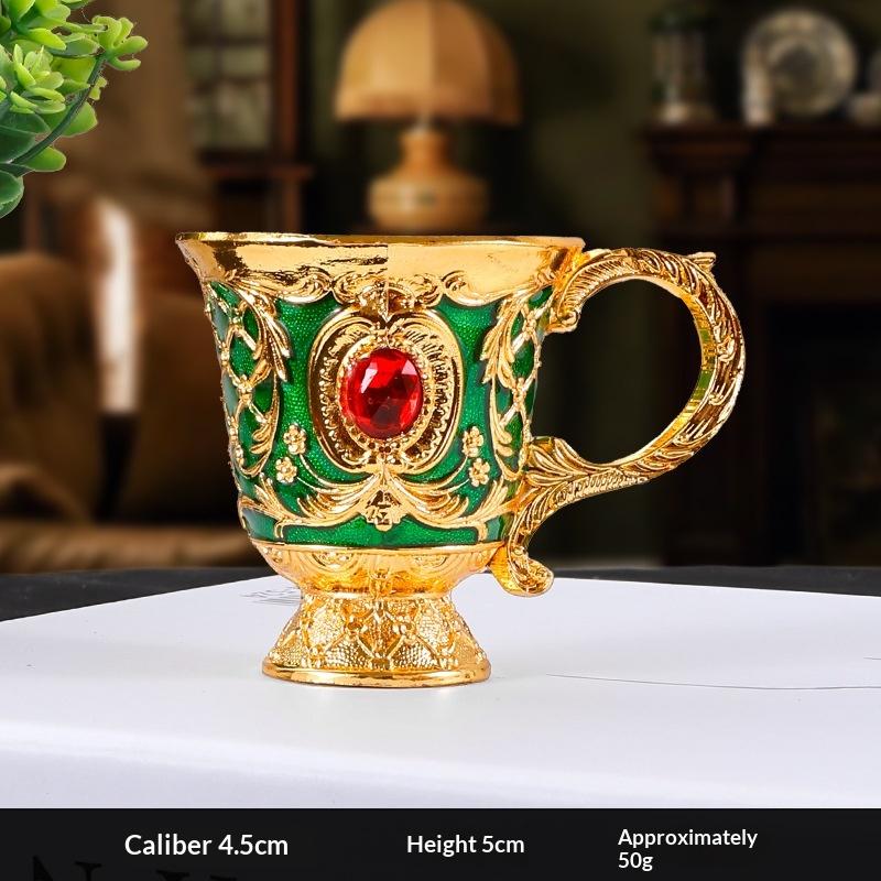 Vintage European Alloy Goblet Embossed Enamel Mini Liquor Wine Cup Multi Colors For Wedding Home Bar Table Decor Gift