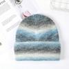 Gradually change mohair knitted hat men's and women's new rainbow wool blended warm winter knitted hat cold hat