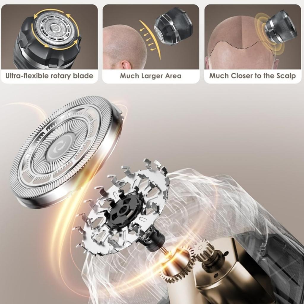 Rechargeable Electric Shaver for Men Single Head Powerful Hair Trimmer Wet/Dry Bald Beard Cutting Machine