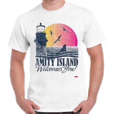 Amity Island te da la bienvenida Tiburón Película de los 70 Película Quints Camiseta Vintage Retro Camiseta Unisex