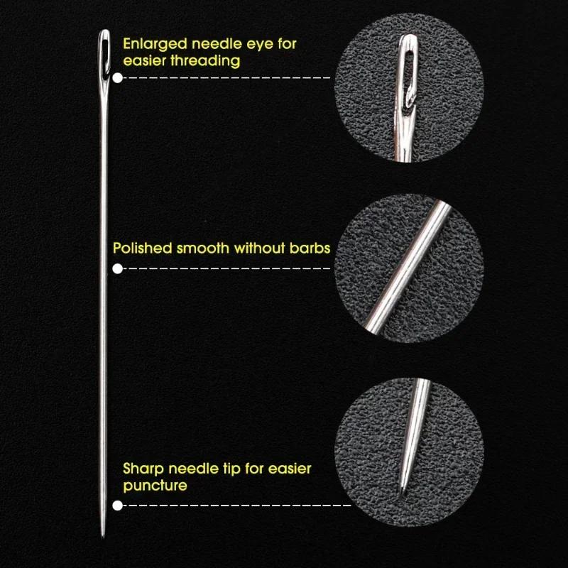 12PCS Side Holes Blind Needles Sewing Stainless Steel Elderly Needle for Sewing Household DIY Jewerly Beading Threading Needles