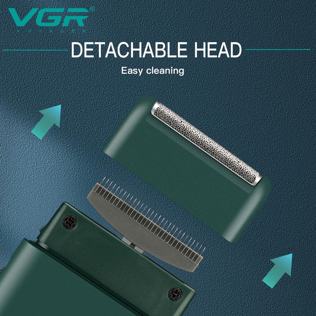 VGR Portable USB Rechargeable Mini Men's Shaver Electric Hair Clipper Reciprocating Blade Deep Cleaning Shaver Home Razor  Long-lasting V-390