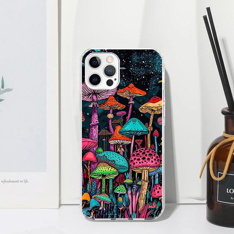

Colorful Mushroom Phone Case For Iphone 17 Air 16 15 Plus 16E 14 Pro Max 13 Mini 12 11 7 8 SE Fundas Soft Back Cover 17 Air 16 1 iPhone 13 Mini