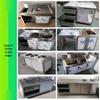 304 Stainless Steel Sliding Door Kitchen Workbench with Rounded Corner and Cutting Board Stove Table