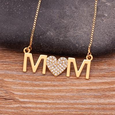 

Nidin Family Baby Pregnant Mother s Day Gift Zircon Pendant Necklace Heart Shape Gold Color Love Mom Women Party Jewelry
