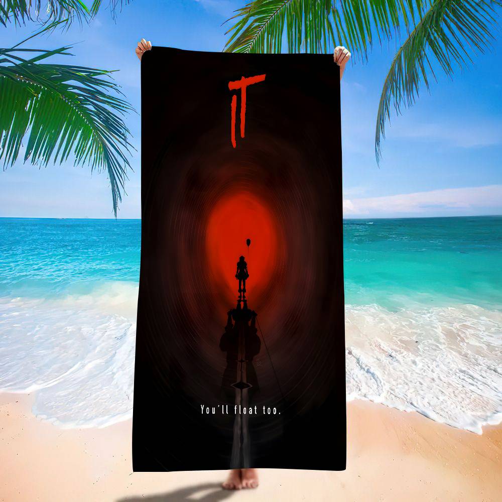 Movie I-It P-Pennywise Clown Vintage Classic Beach Towel Colorful Bath Towels for Girl Microfiber Quick Dry Custom Spa Gym Pool