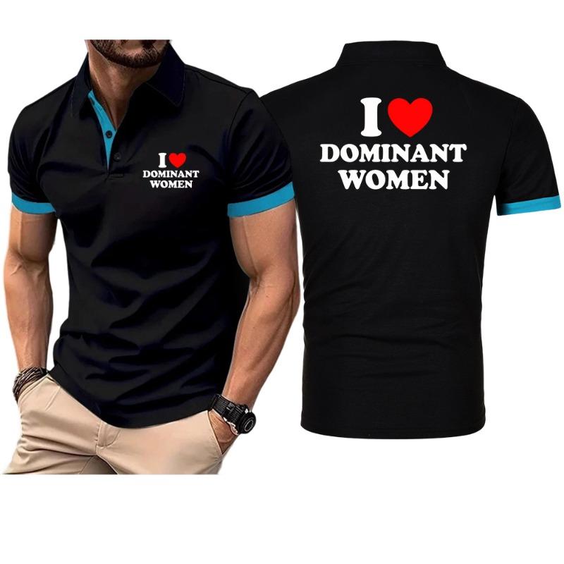 I Love Dominant Women Graphic Men's Polo Shirt Print Sporty Style Collared Golf Shirt For Summer T shirt