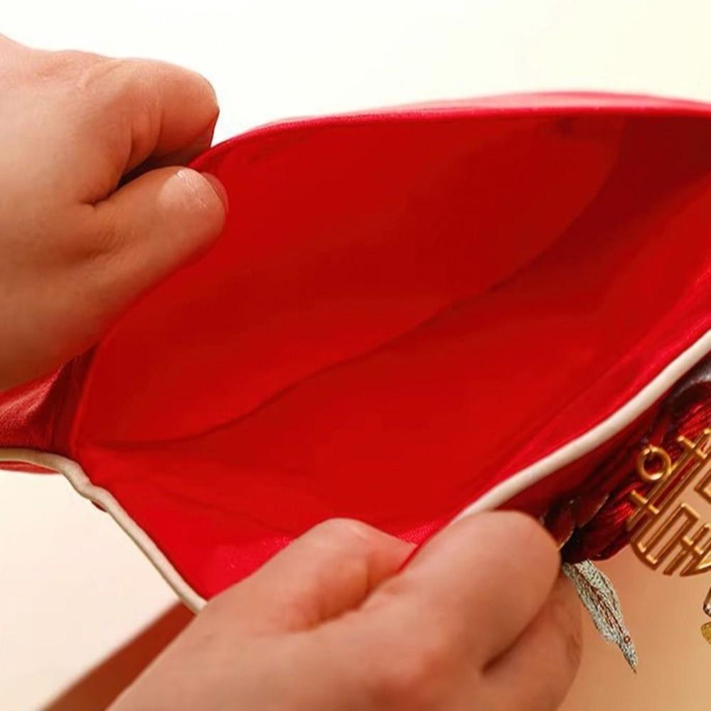 Spring Festival Brocade Red Envelope New Year Blessing Words New Year Money Bag  Lady Girls Women