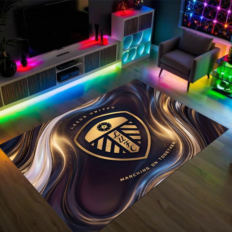 Design Calcio Leeds United Tappeto in Velluto di Cristallo Accogliente Non?Tappeto Stampato Antiscivolo per Camera da Letto Soggiorno Ingresso