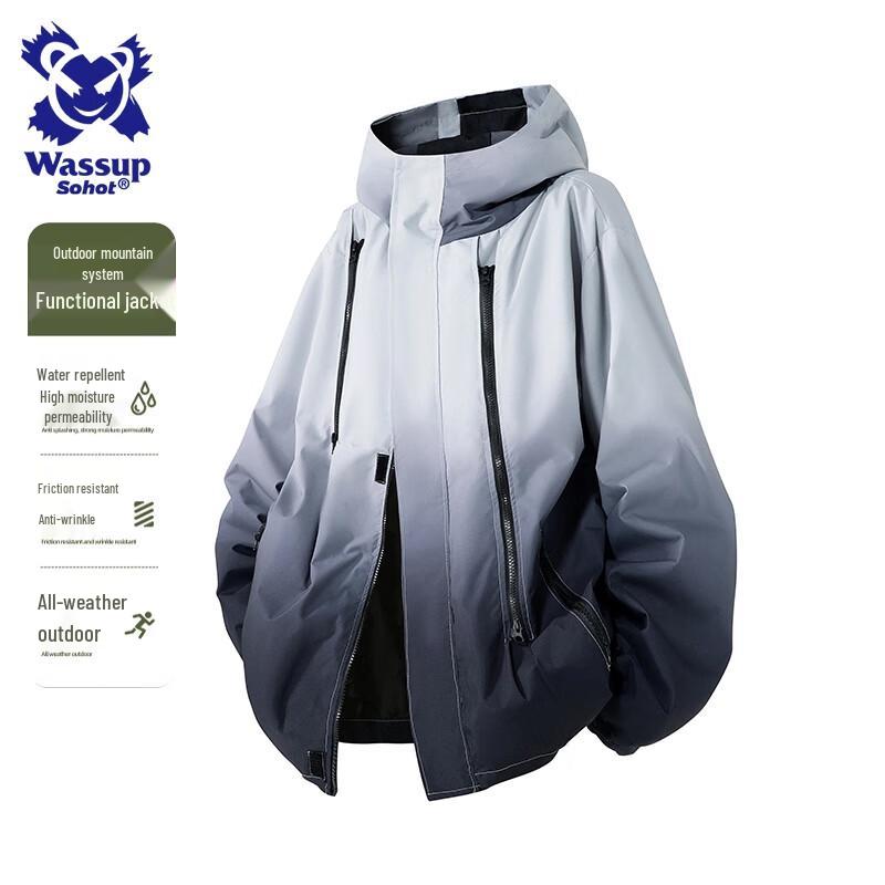 Wassup Sohot Men s Gradient Hooded Casual Jacket US 8.5