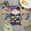 Unique Original Design Cute Plutus cat Placemat Japan Style Eat Udon noodles Table Mat Desktop Pad Cartoon cat Cup Coaster