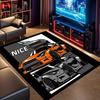 Two Sport Super Car Comic Pop Art Print Area Rug Non‑Slip Rectangular Floor Mat Racing Theme Decor for Gaming Bedroom Living Room