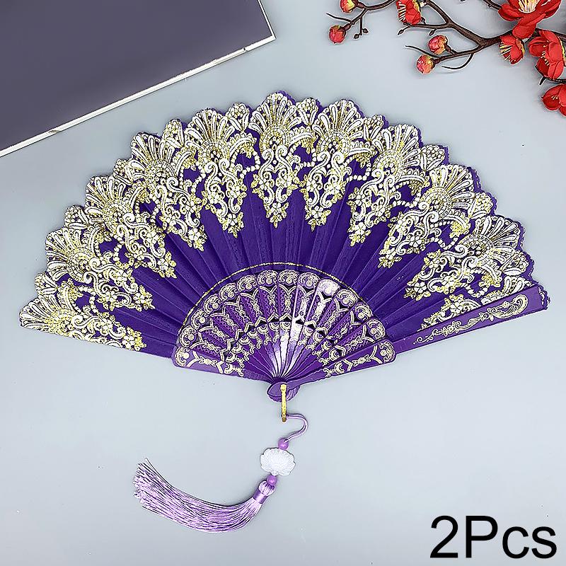 1PC Classica Gift Plastic Dance Performance Folding Colorful New Chinese Style Ancient Style Fan Elegant Carved Photography