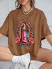 Our Lady Of Guadalupe Prints Short Sleeve T-Shirts Women Polyester Summer Tee Shirts Comfortable Soft O-Neck Tops Sporty Clothes