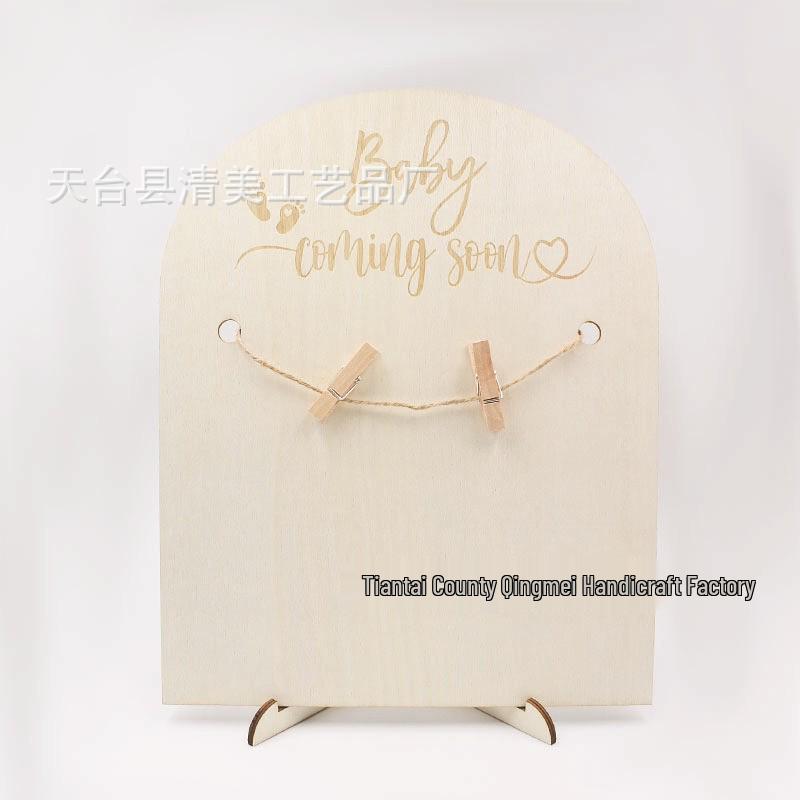 Creative Wooden Baby Photo Frame with Clips and Rope Background 250x210x2mm