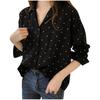 Women Casual Long Sleeve Polka Dot Turn-Down Collar Casual Tops Button Shirts