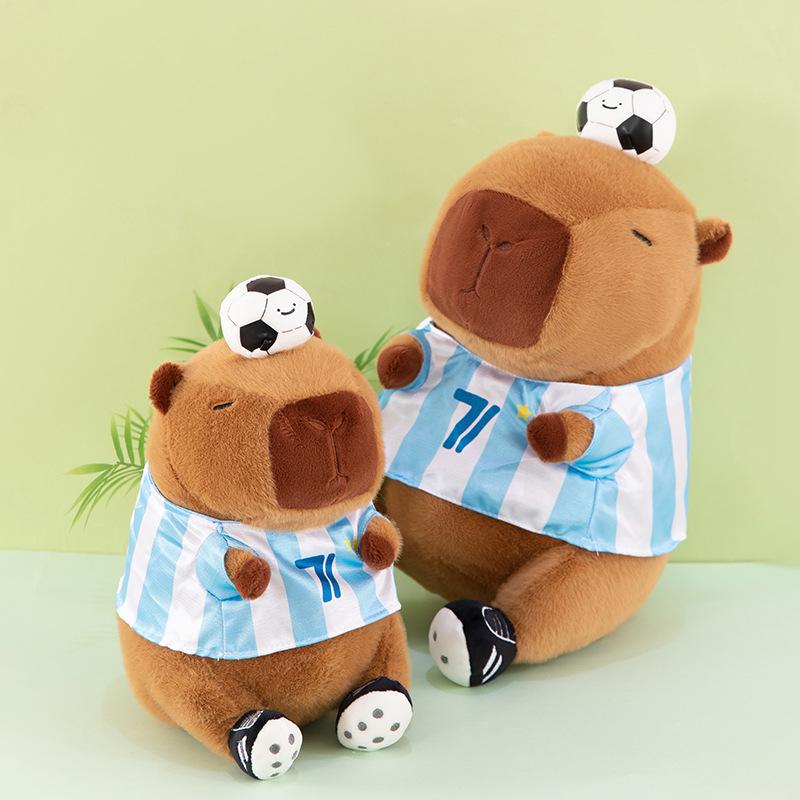 Sitting football kapibara plush toy jersey capybara doll grab machine doll children's birthday gift
