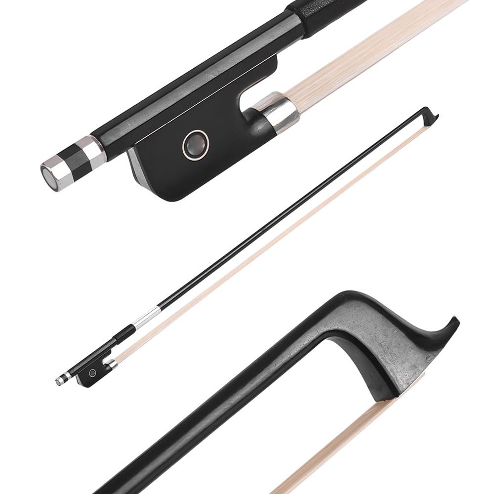 4 4 Cello Violoncello Bow Well Balanced Carbon Fiber Round Stick Ebony Frog White Horsehair Cello Parts Accessories