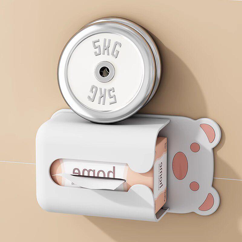 Wall-Mounted Cartoon Tissue and Towel Dispenser, No-Punch Installation for Bathroom or Kitchen