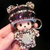Cute Cartoon Furry Crystal Keychain Monkey Style Key Ring For Girls