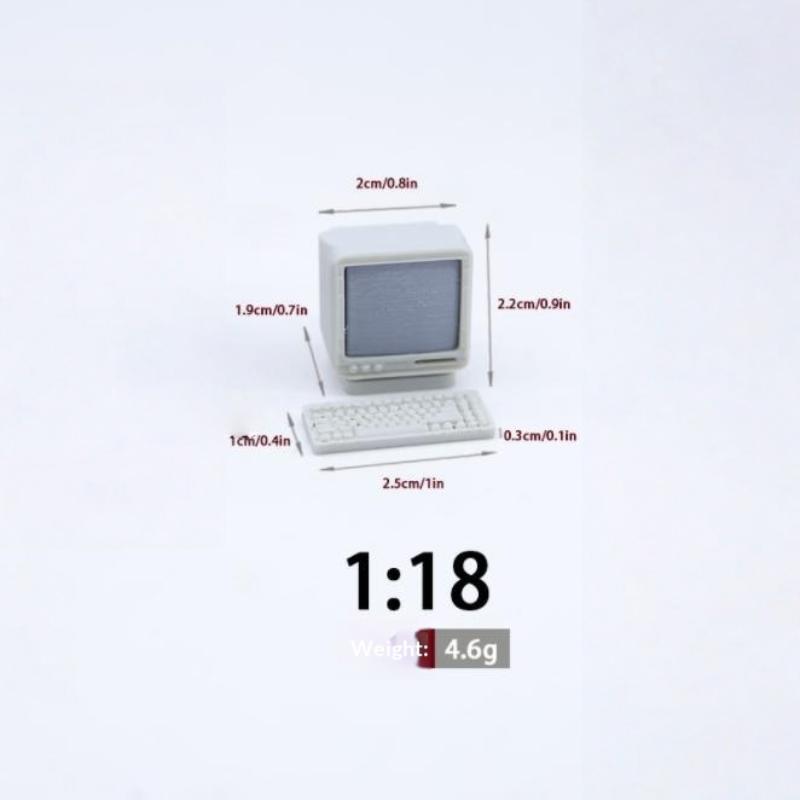1/3 Sets 1:12/1:18 Dollhouse Mini Retro Desktop Computer Model Toys Miniature Home Scene Ornament Doll House Accessories
