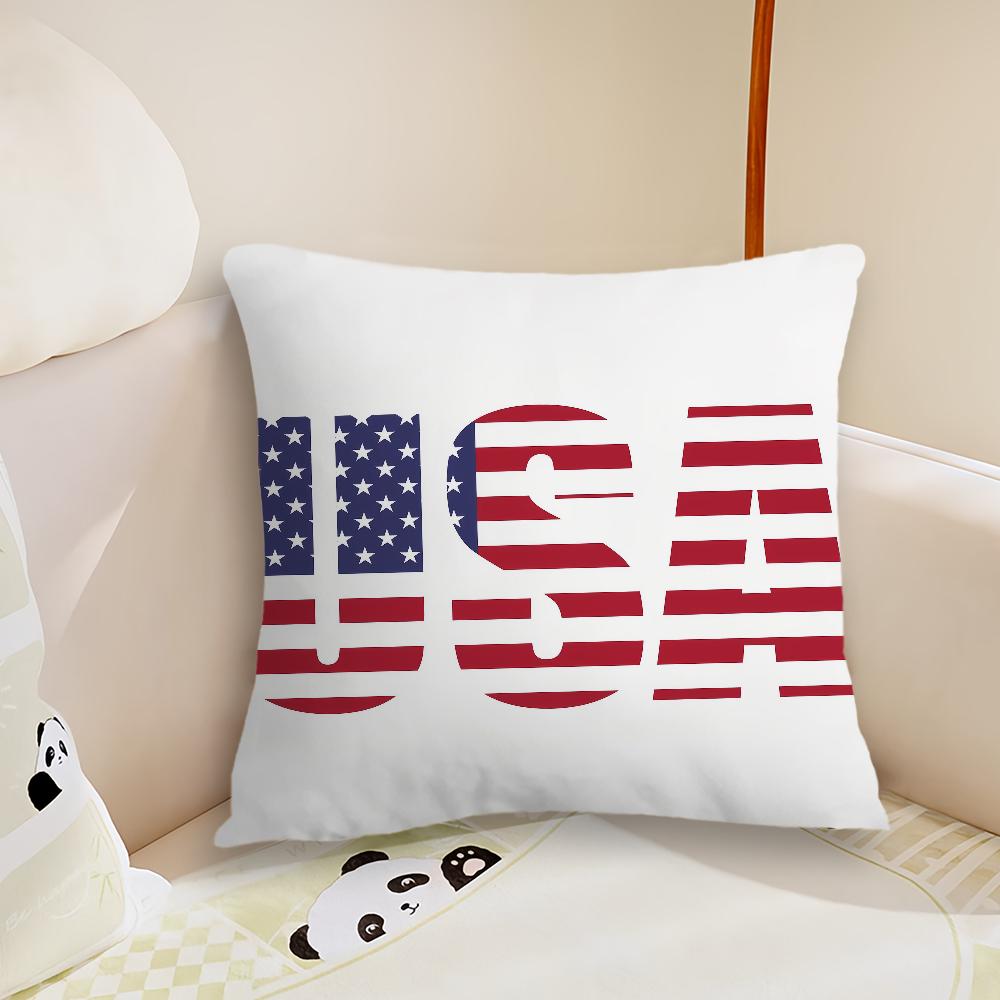 America USA Flag Cushion Cover Pillow Case Plush Fabric Soft Double Sided Print Sofa Cushion Cover Throw Pillow Covers