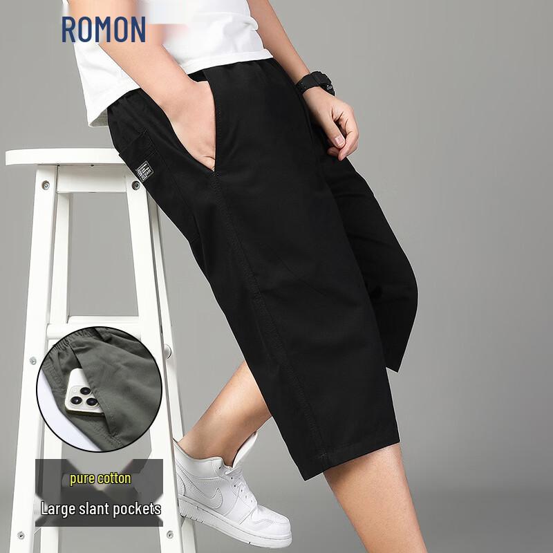 ROMON Men s 100% Cotton Loose Fit Workwear Capri Shorts L