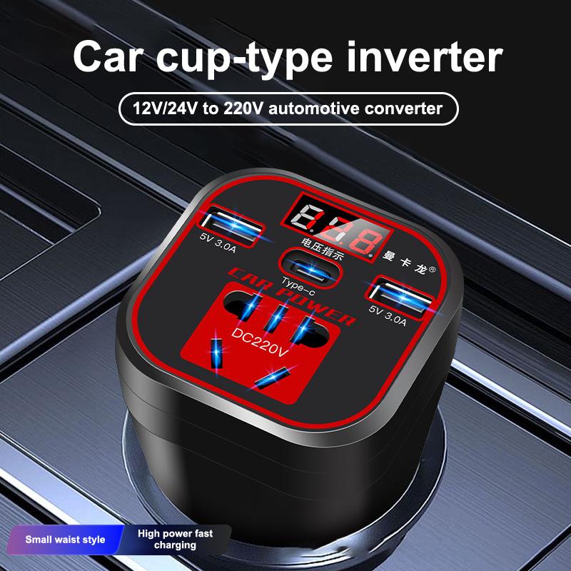Car Power Inverter 12V/24V To 110V 220V Converter Type-C Multi-Function Charger Socket 3.1A Fast Charger Car Power Converter