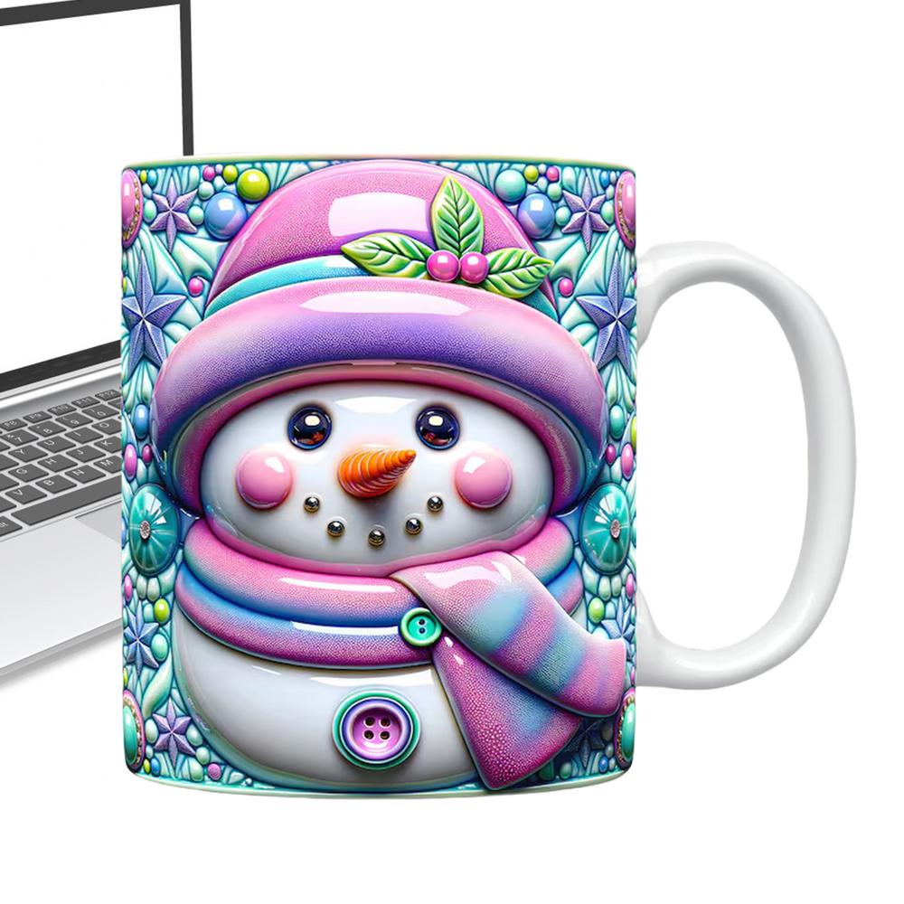 Christmas Mug Ceramic Holiday Mugs 3D Snowman Design Drinkware With Handle For Tea Chocolate Beverage Women Girls Holiday Tea