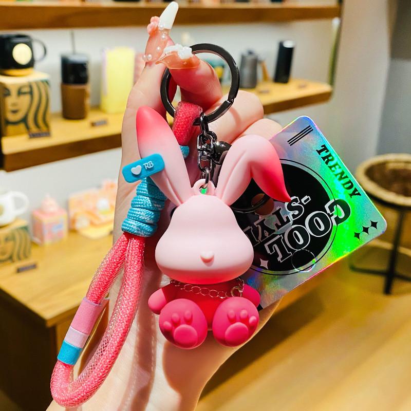 Creative Gradient Rabbit Bag Charm Adorable Pvc Key Accessory For Graduates