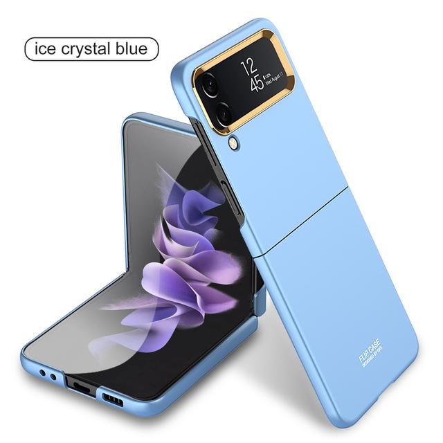 Stoßfestes, mattes Capa für Samsung Galaxy Z Flip 4, ultradünne Hartschale, plattierter Metall-Linsenrahmen, Abdeckung für Samsung Flip 4 5g