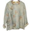 Johnature Camicie da donna con stampa floreale vintage Top Camicie a nove maniche in ramie primaverili Camicie da donna con bottoni