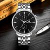 Fashion Men Watches Quartz Watch Men's Silver Gold Plated Stainless Steel Wristwatch