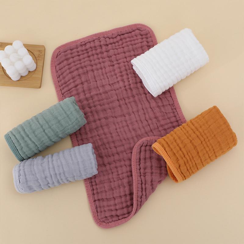 Muslin Burp Cloths - 25x50cm Pure Cotton, Six-Layer Solid Color Gauze Towels for Babies