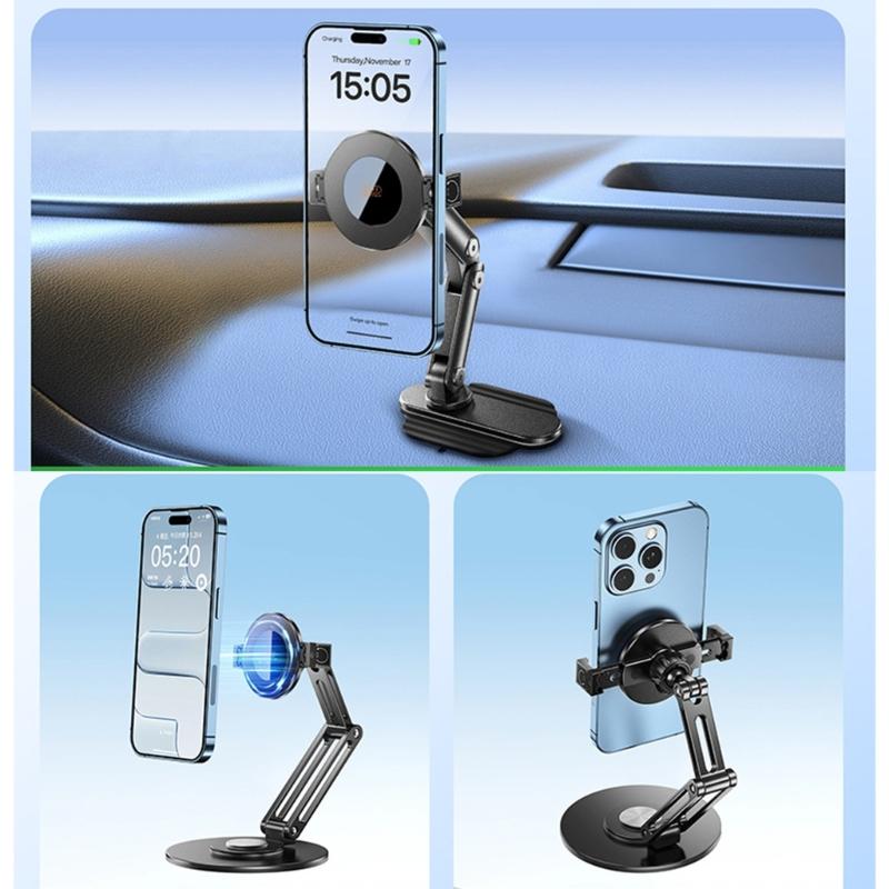 2 in 1 Cellphone Clamp with 17mm Ball Head Smartphone Mount Adapter Magnetic Mount Holder Stand Universal Quick Install