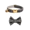 Plaid Series Engravable Pet Collar with Bell - For Cats & Dogs