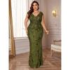 European and American Plus-Size New Sequined Evening Dress for Women, Sexy and Elegant Fitted Mermaid Gown, Long Style for Toasting