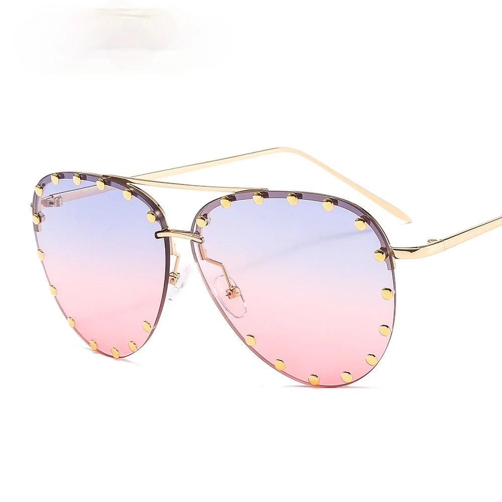 Dámské kovové nýtovací pilotní sluneční brýle Dámské luxusní osobní brýle Designové brýle Stínidla UV400