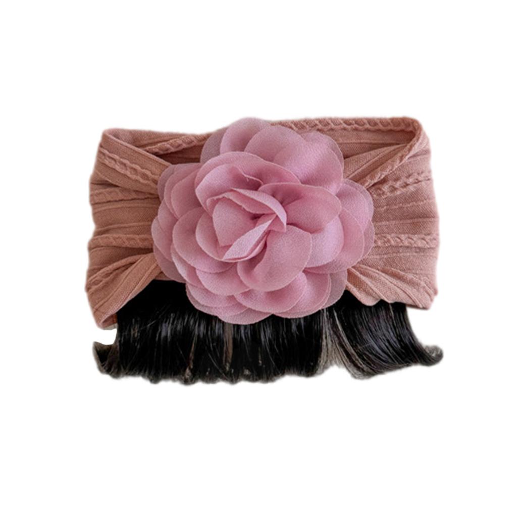 Infant Floral Faux Hair Band Comfortable Headwear Kids Fashionable Flower Wig Headband Cloth for Parties & Birthdays