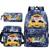 Cartoon Teacup Head Cuphead Student School Bag Backpack Three-piece Set Children's Shoulder Bag Pencil Bag