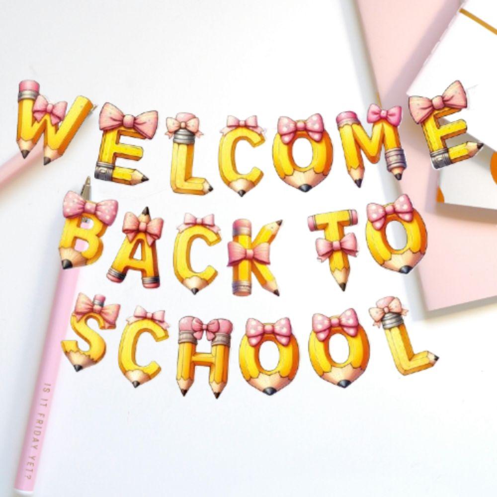 Cartoon School Season Banner Paper Background Hanging Flag  for Birthday Party Decor