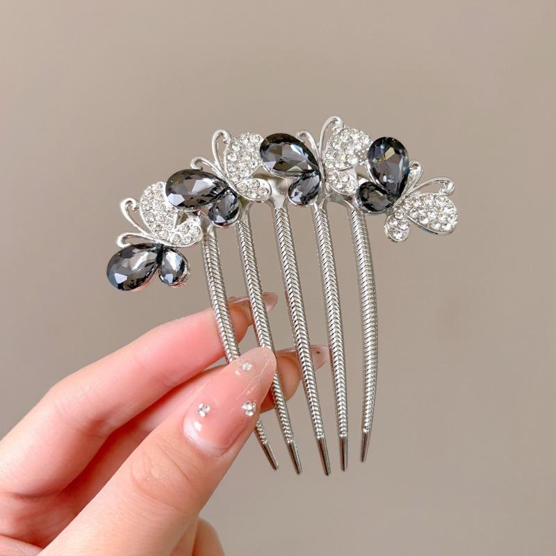 New Hairpin Female Disc Hair Artifact U-shaped Fixed Four Toothed Insert Comb Hairpin Ancient Style Flower Headpiece