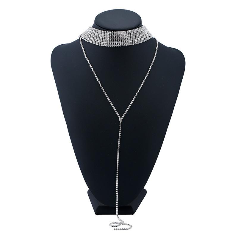 

Rhinestone Decoration Fashionable Women Neck Necklace With Tassels For Casual